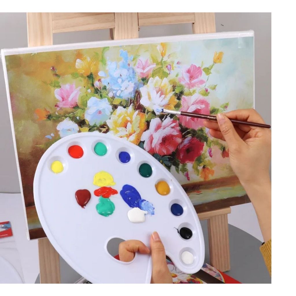 Paleta Godê Para Pintura Tinta Aquarela 9 Cavidades Plástico Para Artes e Tintas Aquarelas, Acrílica e Guache