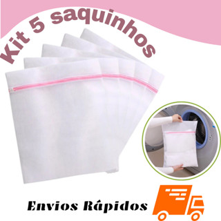 kit 5 Sacos para maquina de lavar roupas delicadas peças intimas ideal para organizar mala