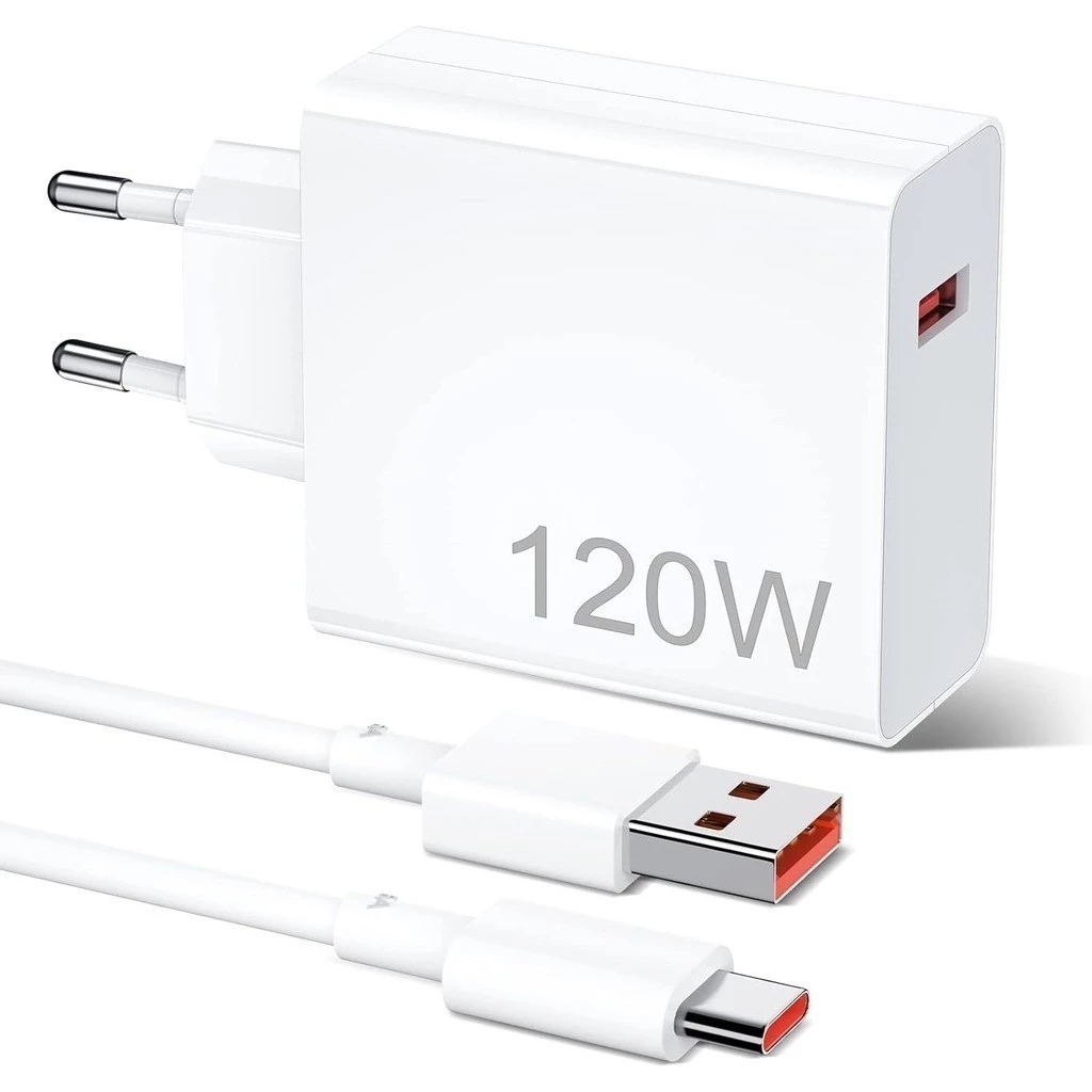 Carregador rápido de 120W 67W com 6A USB C cabo 1M para Mi Turbo Charge Turbo Power Cabo USB + Cabo Tipo C