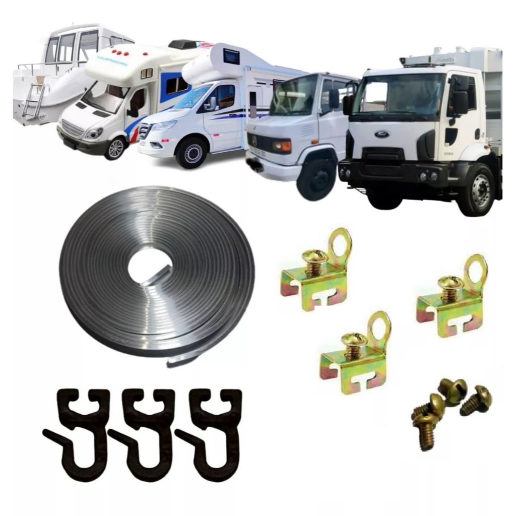 Kit Trilho 7mt Cortina Caminhão C/ Kit Instalação MB 1313 1113 VW WORKER DELIVERY