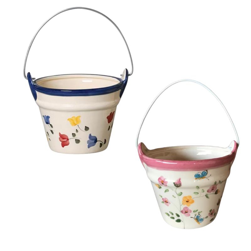 🌸 Cachepô Cesta/Balde de Cerâmica – Decoração para Flores e Plantas em Oferta na Shopee