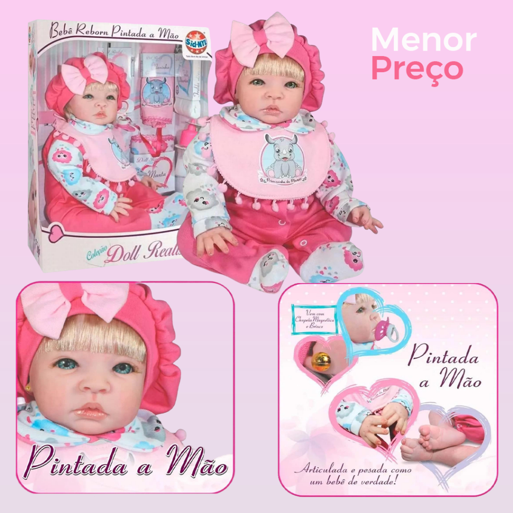 Boneca Bebê Reborn Realista Pintada a Mão Presente Brinquedo educativo Promoção doll realist