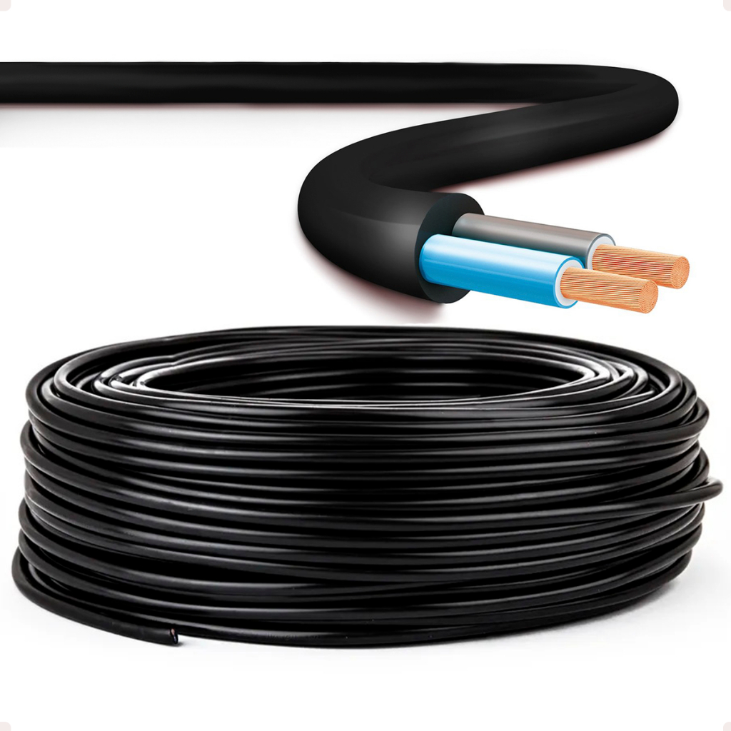 Fio Cabo Pp Flexível 2 Vias 1,50mm Extensão Rolo 20 Metros