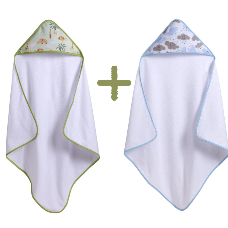 Par de toalhas para bebê com capuz com alta absorção estampas masculinas