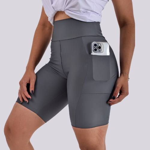Bermuda Academia Com Bolso Feminina Ciclista Cós Alto