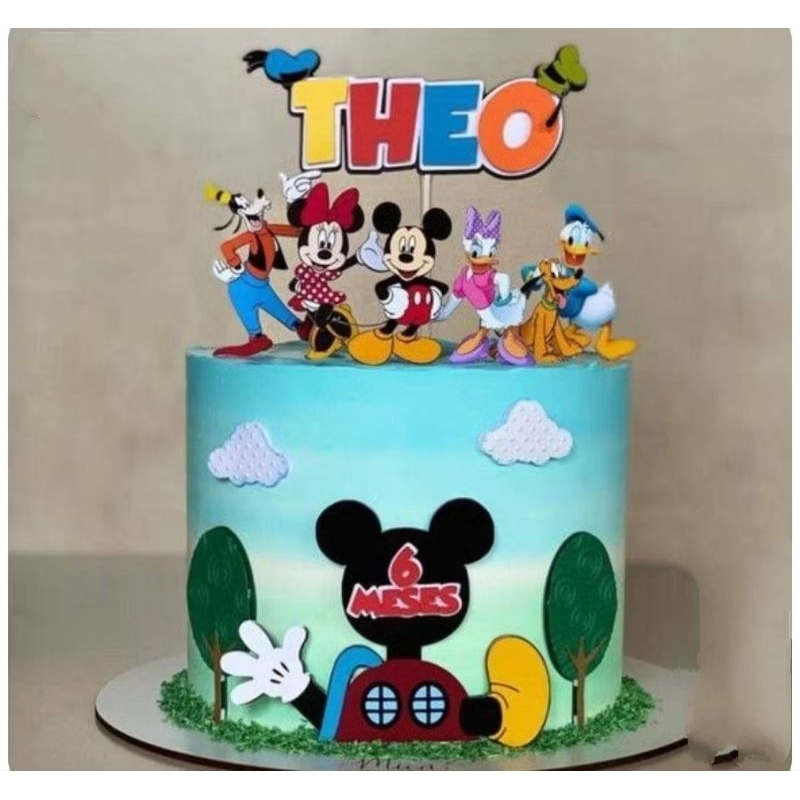 Topo Topper de Bolo Tema Personalizado Turma do Mickey