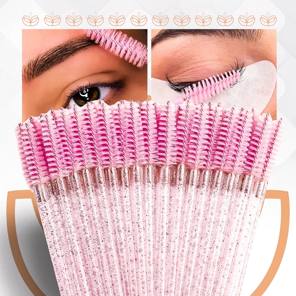50 Escovinhas Glitter Extensao Alongamento De Cilios Sobrancelha em Oferta na Shopee