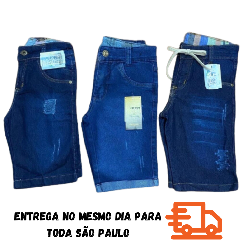 kit 3 shorts jeans de criança bermudas infantil menino do 2 aos 16