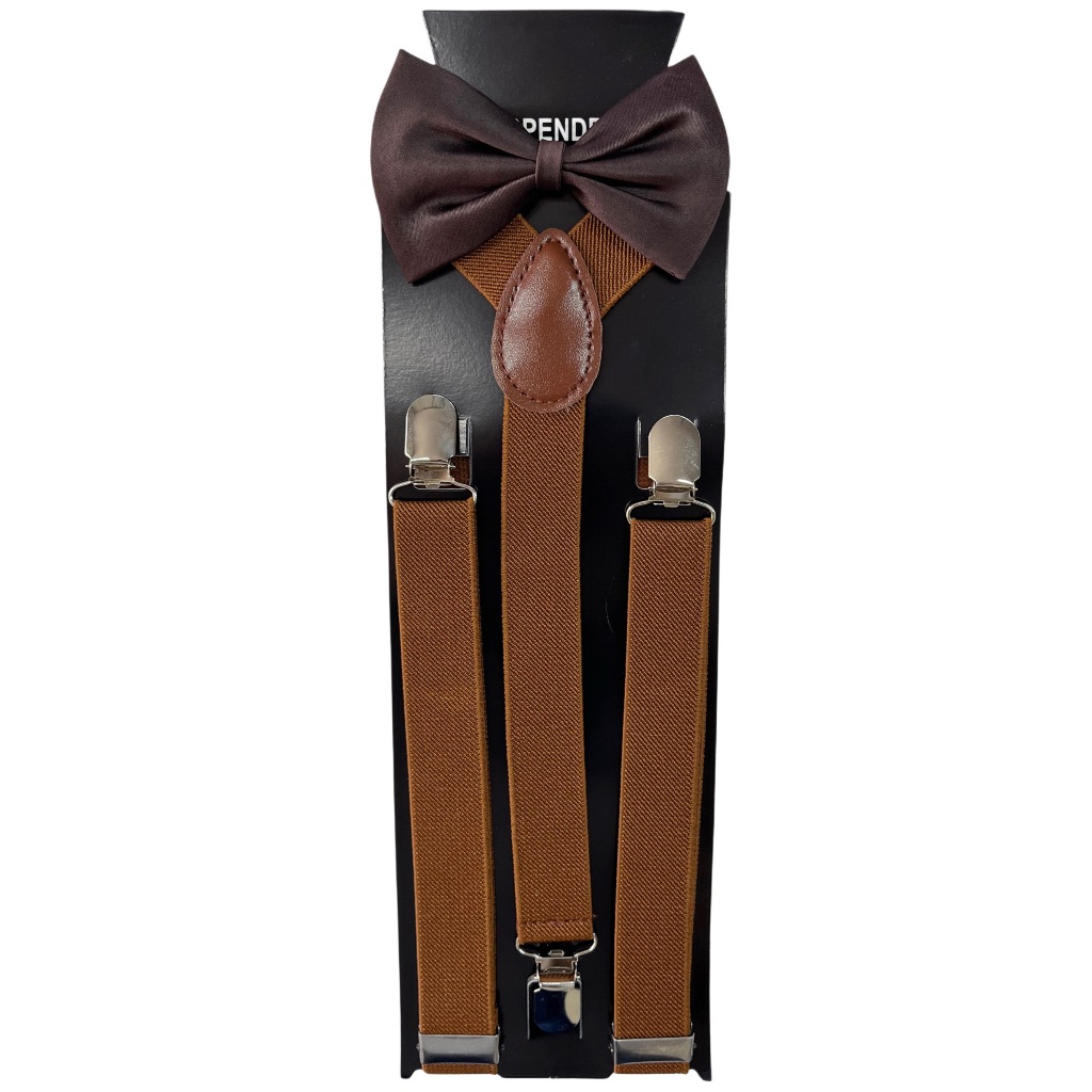 Suspensório e Gravata Borboleta Marrom Para Adultos Social Casamento em Oferta na Shopee