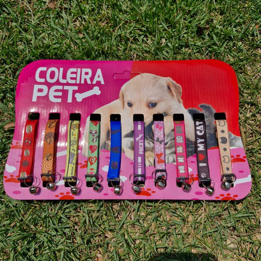 Coleiras Pet Elástica Com Guizo Para Gatos C/10 Unidade CARTELA.