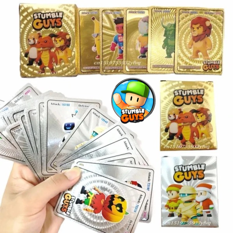 55Pcs/Set Stumble Guys Cartas Brilhantes Dourada Prata Jogo de Tabuleiro Infantis Brinquedos Colecionáveis para Crianças