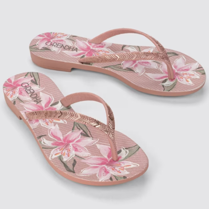 Grendha Chinelo Rasteirinha Em Amor Confortável Estampas Floridas Moda Primavera Original