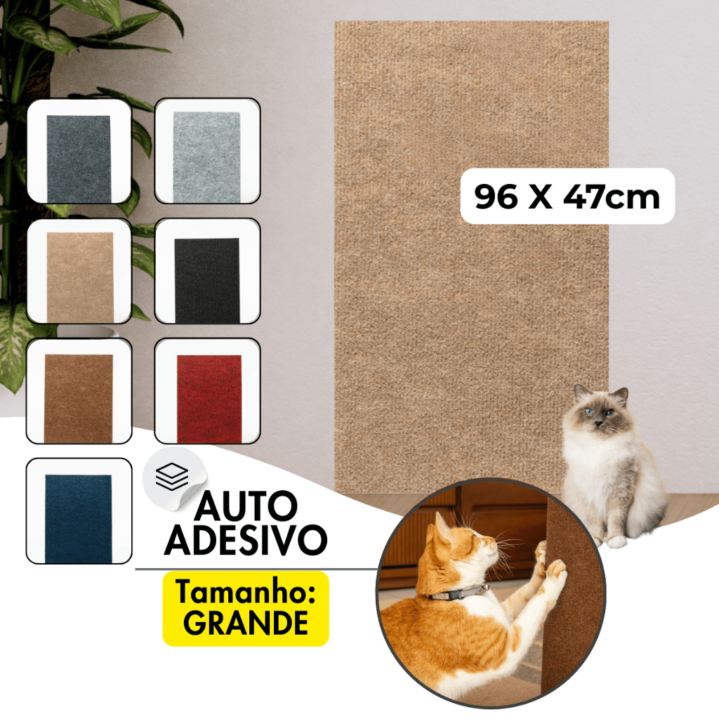 Carpete Adesivo Parede Escalada Gatos e Protetor de Móveis 96 X 47 cm