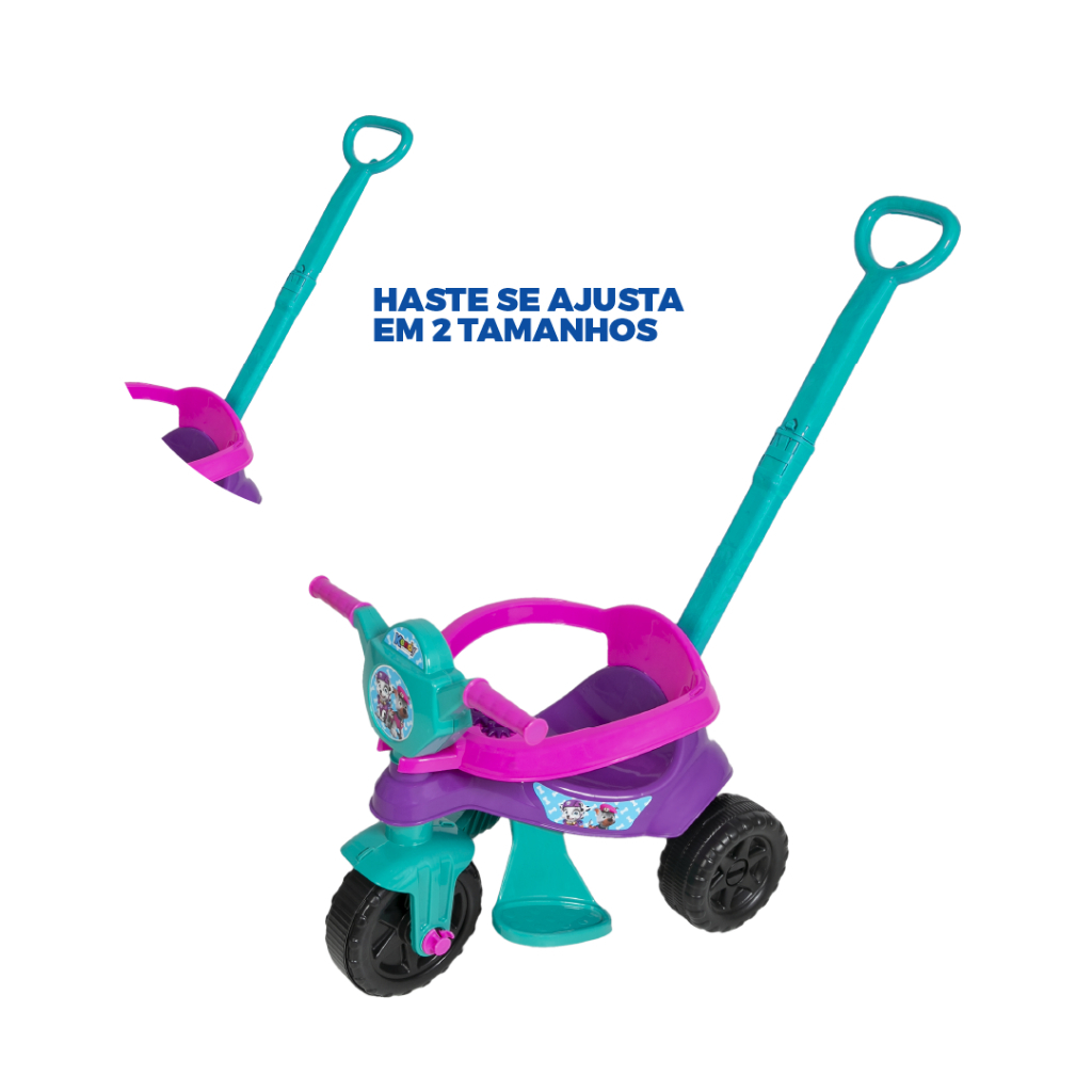 Triciclo Motoca Velotrol Menina Tiffany/Rosa Luxo 1 a 3 anos Protetor, Pedal e Empurrador QUEEN SHOP · foto 2