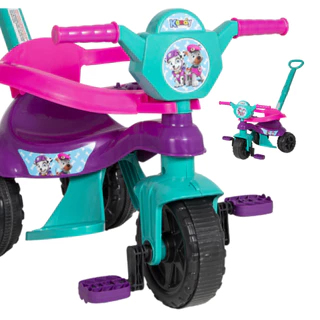 Triciclo velotrol Tiffany rosa com empurrador
