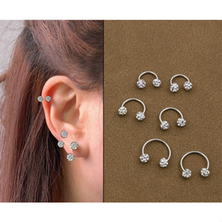 12 Unidades Brincos de aço inoxidável femininos com unhas de osso super brilhantes e exclusivos/8mm em Oferta na Shopee