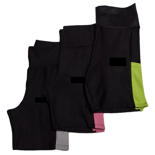 Short suplex academia bike cintura alta com lateral colorida dry fit confortável caminhada compressão promoção meia coxa