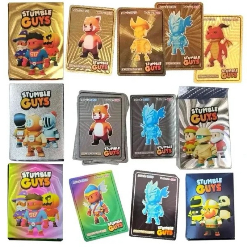 Kit 110 Pcs Stumble Guys Cartas Brilhantes Prata Dourada Folha Brilhante Coleção de Personagens Do Game Flash Figures