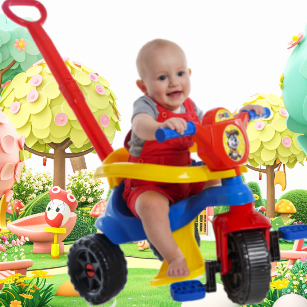 Motoca Velotrol Aventura Menino – Completo com Protetor, Pedais e Empurrador Certificado Inmetro em Oferta na Shopee