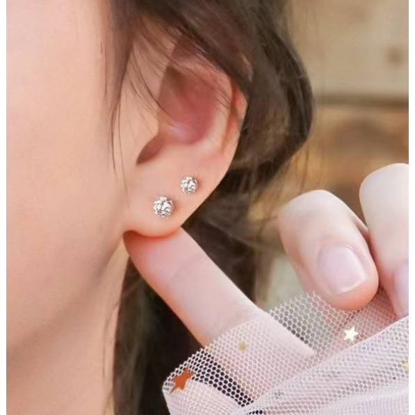 Brincos femininos de duas pontas cheios de diamantes, diamantes brilhantes, antialérgicos/aço inoxidável
