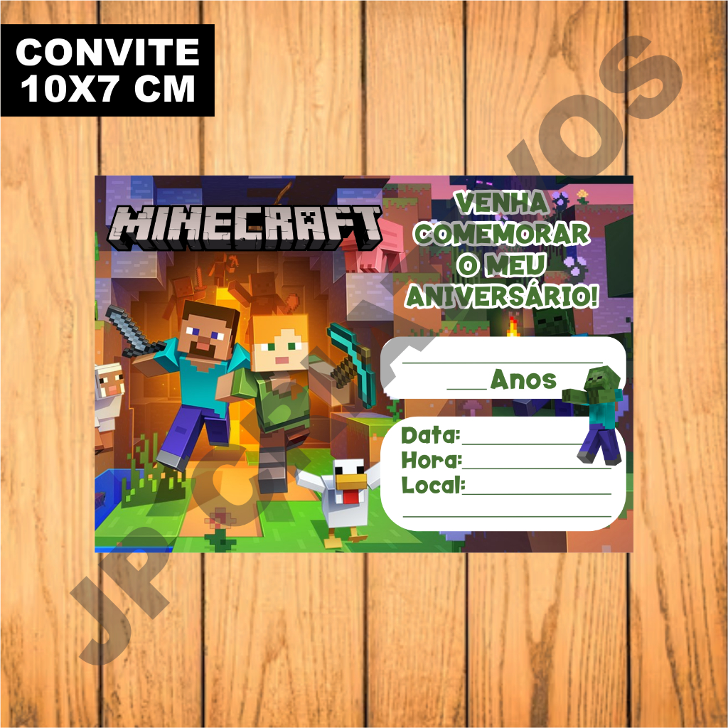 Convite Aniversário Minecraft: Onde Comprar | BuscaProdutos