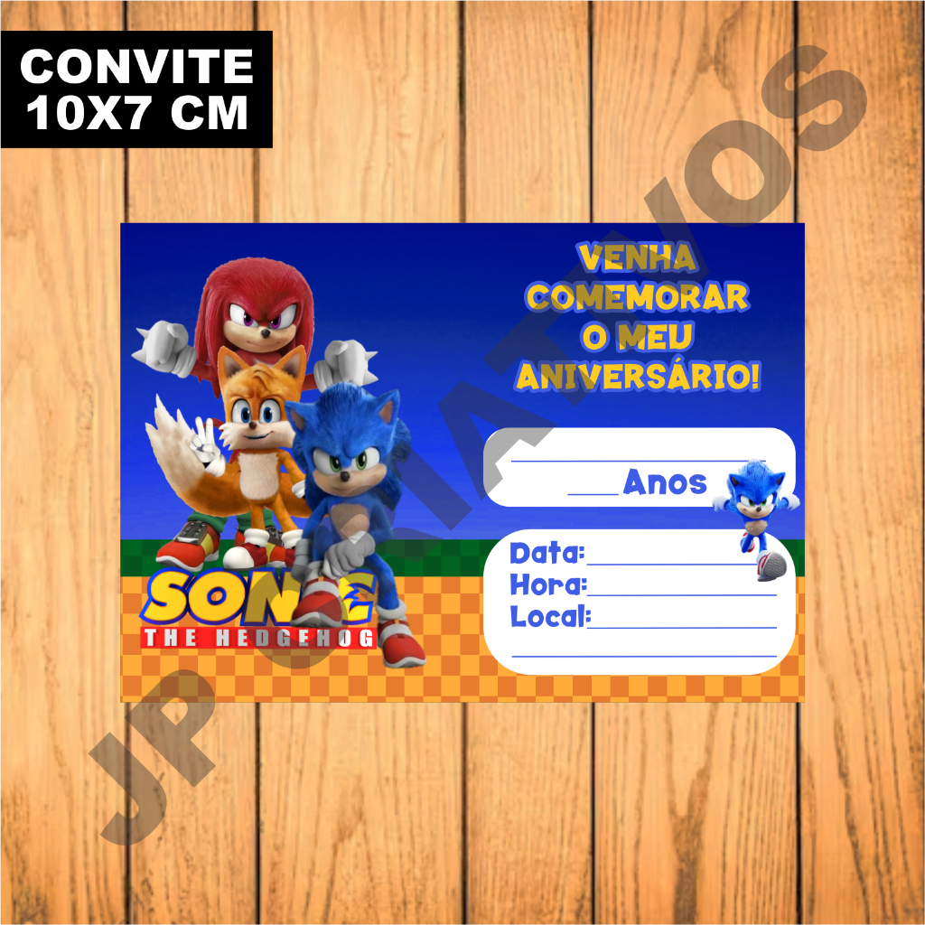 Convite Aniversário Sonic: Onde Comprar | BuscaProdutos