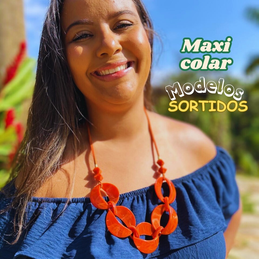 Colar feminino Maxi modelos diversos curto longo Colorido com Pedra Cordão Artesanal