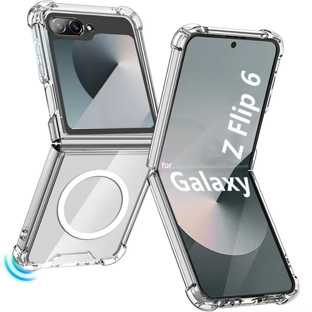 Capa Protetora Transparente Anti-Impacto para Galaxy Z Flip 6, Compatível com Ma