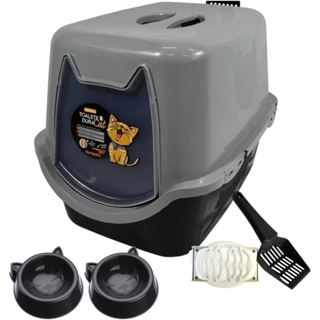 Banheiro de gato Caixa de areia fechado grande completo filtro pá higiênica peneira bandeja em Oferta na Shopee