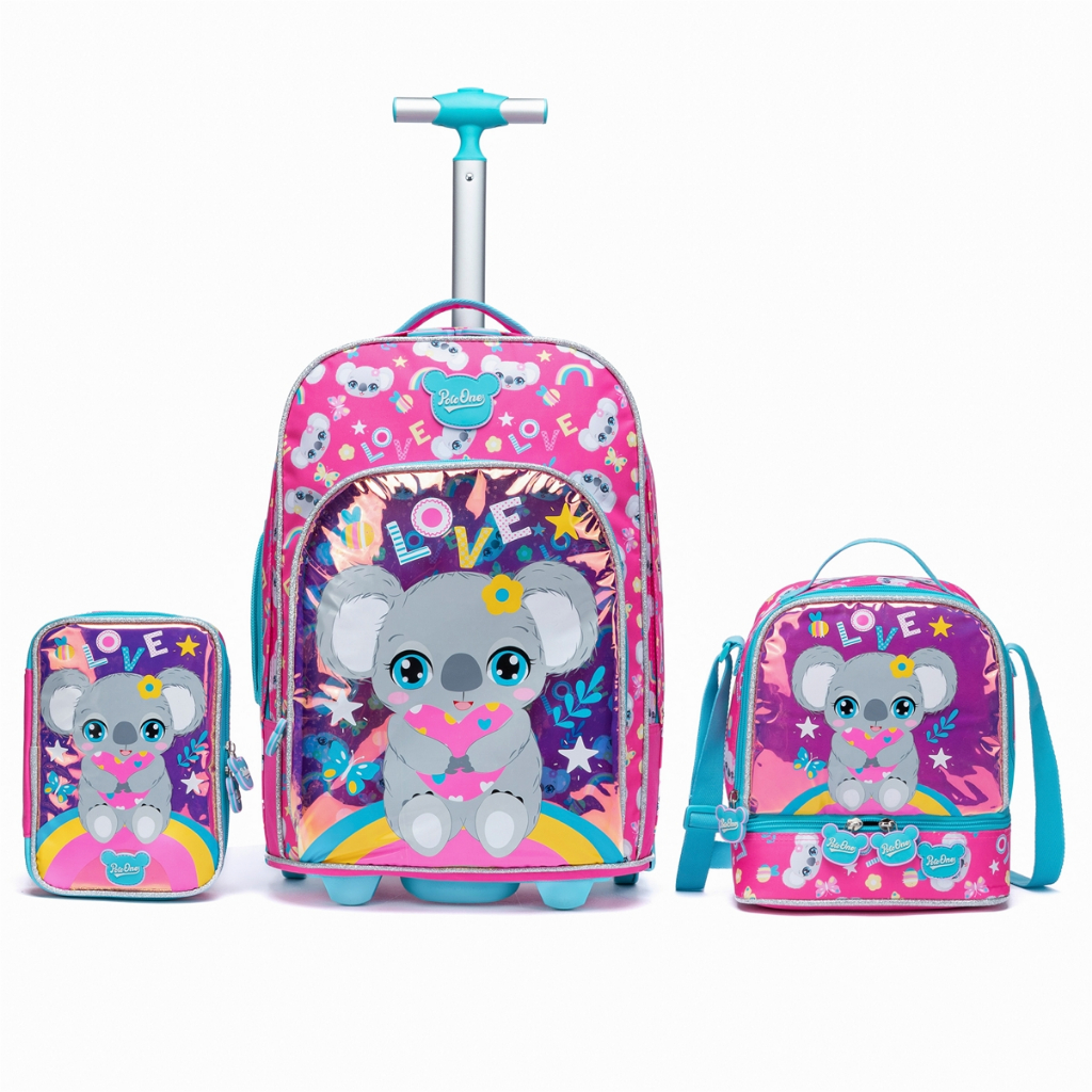 Kit Mochila Rodinha Coala Feminina Juvenil Infantil Escolar Lancheira Térmica Estojo Organizador em Oferta na Shopee