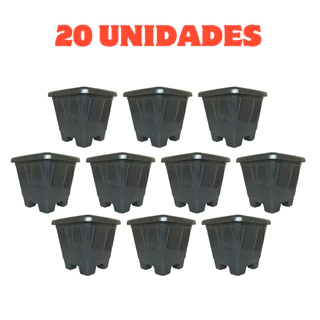 Kit 20 Vasos Quadrados 3,6 Litros Resistentes Para Plantas Flores Decoração Jardim Hortas