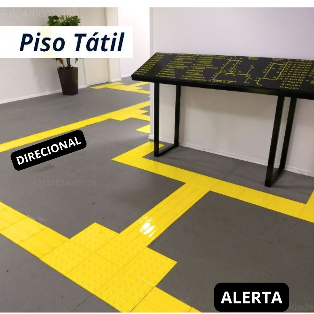 Piso Tátil ALERTA / DIRECIONAL - kit 10 peças - PVC 25x25cm - Acessibilidade Piso de Segurança Chão
