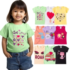 Kit Sortido 3 Peças de Camiseta Infantil Verão Feminino Menina Veste do 1 ao 14