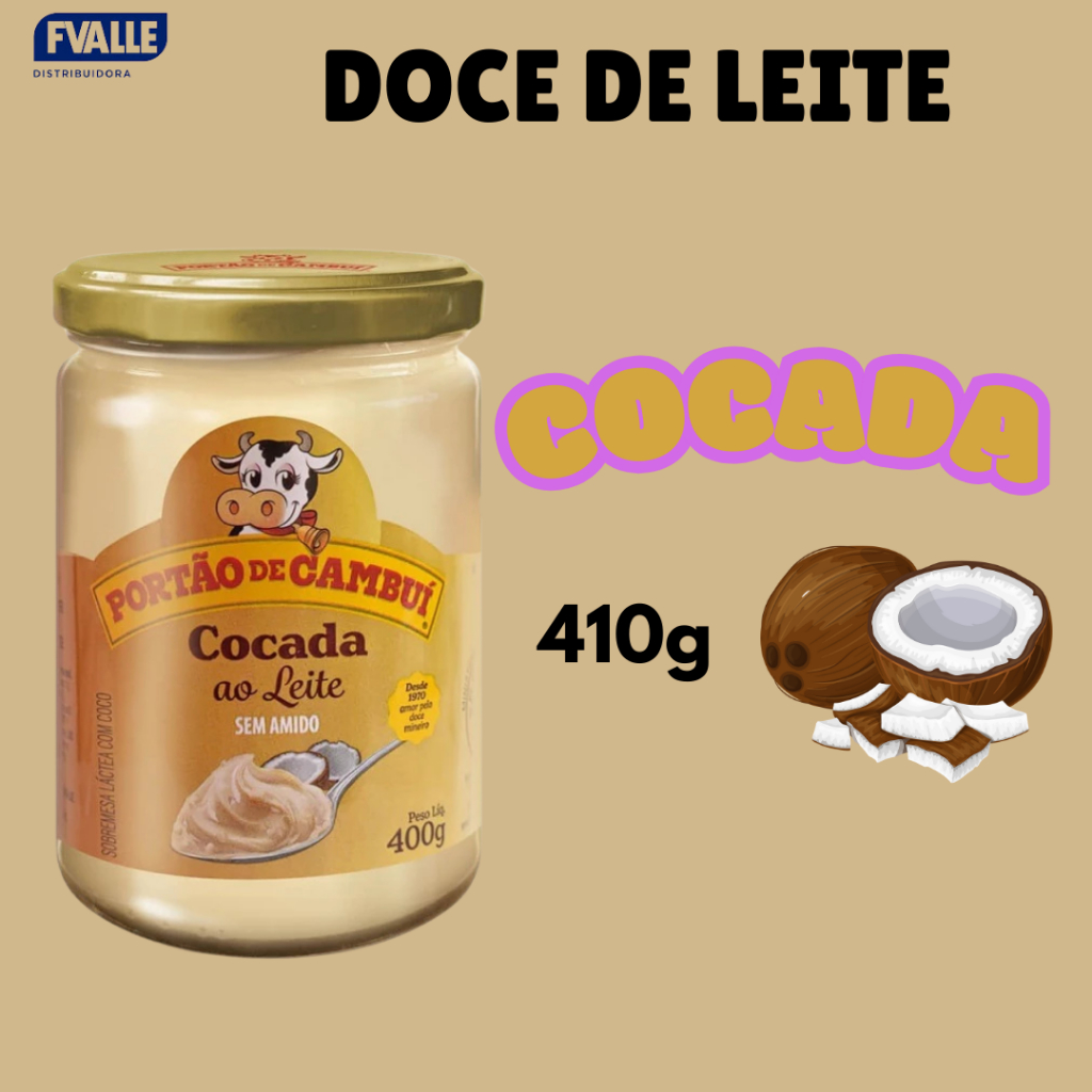 Cocada ao Leite Mineiro Portão de Cambui - Pastoso 400g - 01 Pote - Cocada Cremosa - Sem Amido