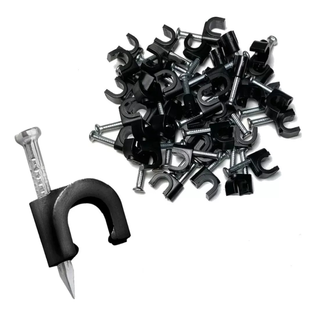 100pcs Miguelão Fixa Fio Cabo Reforçado Prego 10mm Preto em Oferta na Shopee