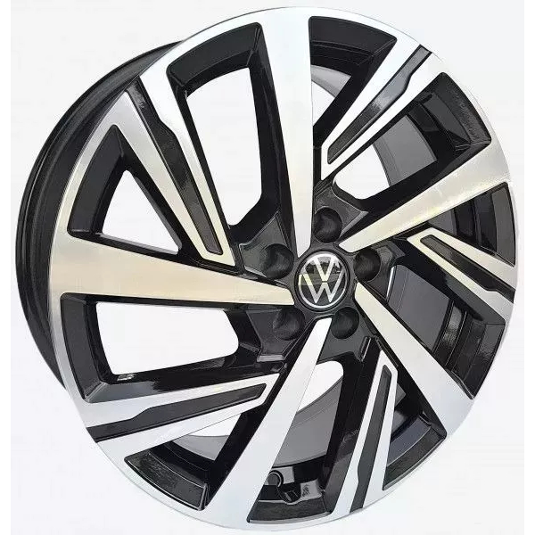 Kit 4 Rodas 15 5x100 VW Polo Virtus Fox Bora Preta Diamantada Krmai S46