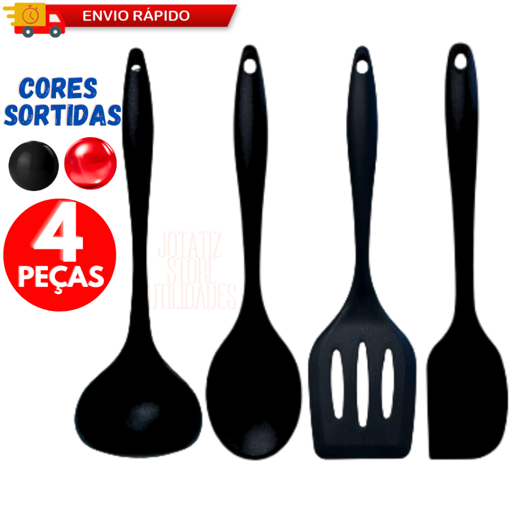 Kit Utensílios De Cozinha Silicone Concha Colher Espátula Pegador Para Casa Armário Cozinha Páscoa