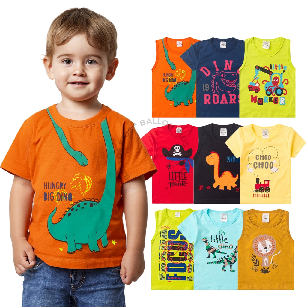 Kit 2, 3, 4, 5 ou 6 Peças Sortido Camiseta Infantil Verão Masculino Menino Veste do 1 ao 14