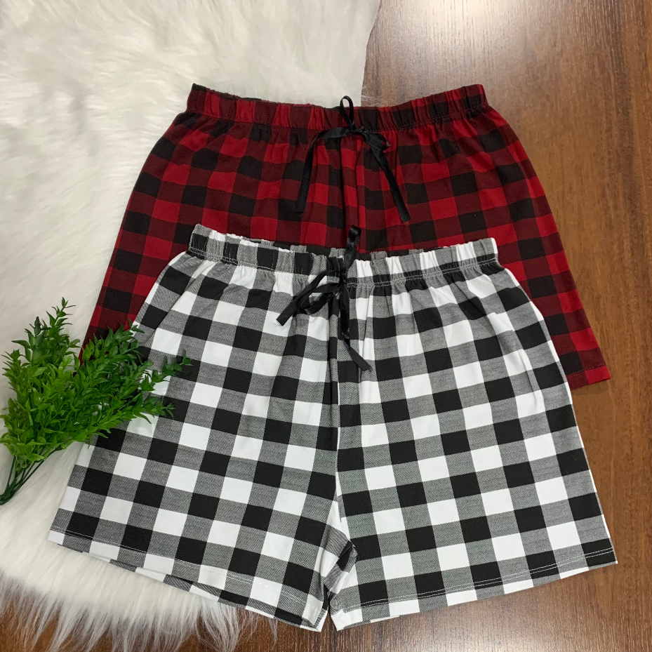 Smara Modas Kit 2 Shorts Bermuda Pijama em Viscolaycra Xadrez Feminino Dormir Confortável do P ao G1 em Oferta na Shopee
