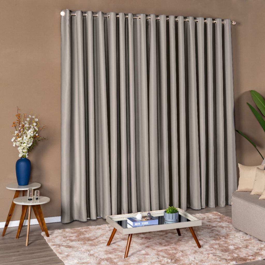 Cortina Grande Blackout Tecido Luxo 3,00x2,80 Sala Quarto Escritório Escola Corta Luz Ilhós Cromado