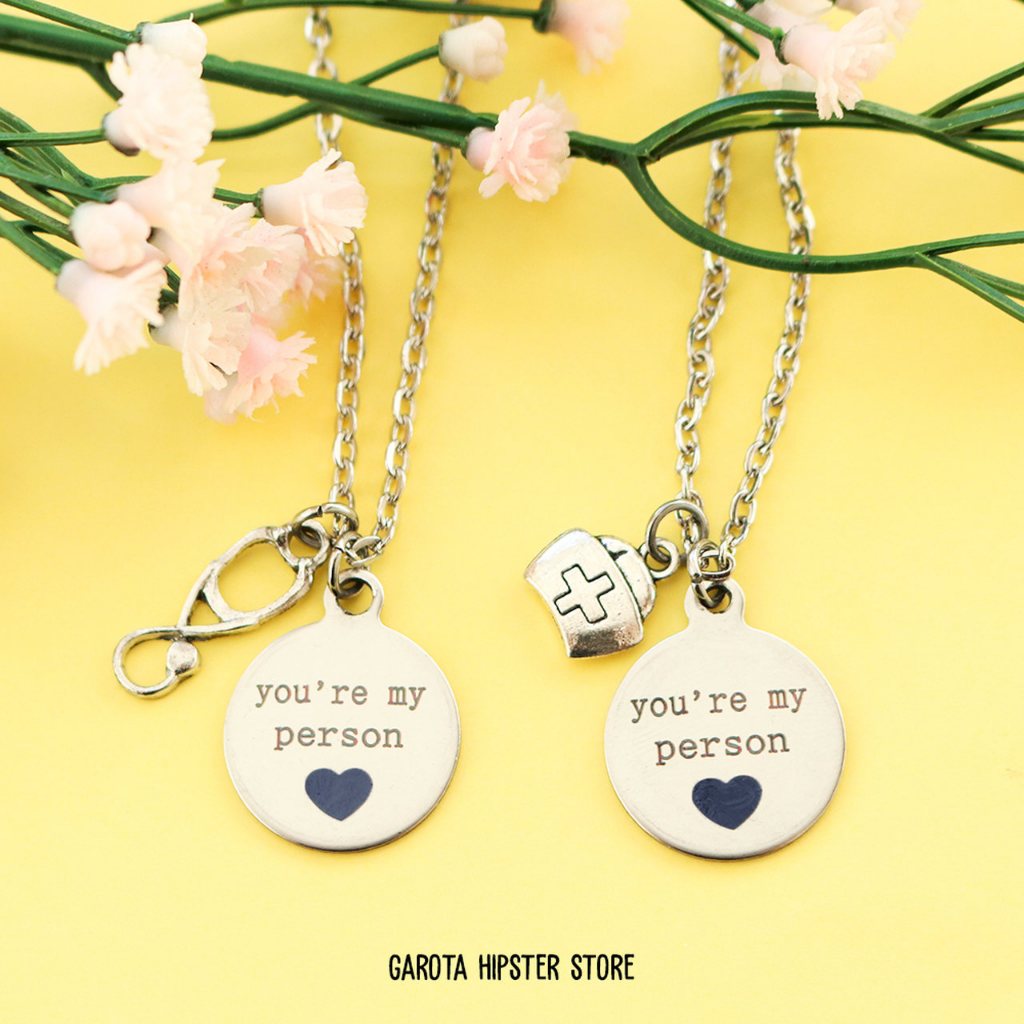 Conjunto Colares Greys Anatomy Casais Melhores Amigos Você é a Minha Pessoa You Are My Person