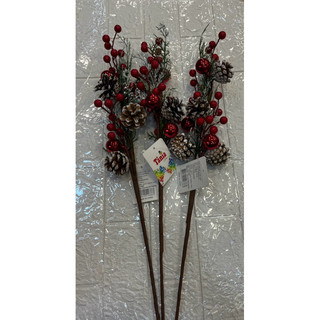 Galho Decorativo Pick Cereja e Pinha Enfeite Árvore de Natal Tok da casa