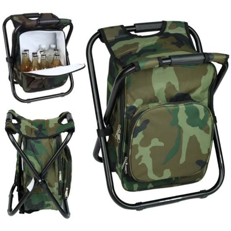 Banco Mochila bolsa termica com assento dobravel portatil praia camping passeios