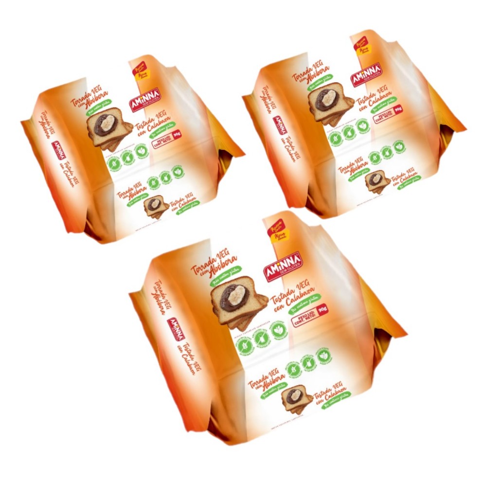 Torrada Com Abóbora Tostada Vegana Sem Glúten Aminna 90g 3un