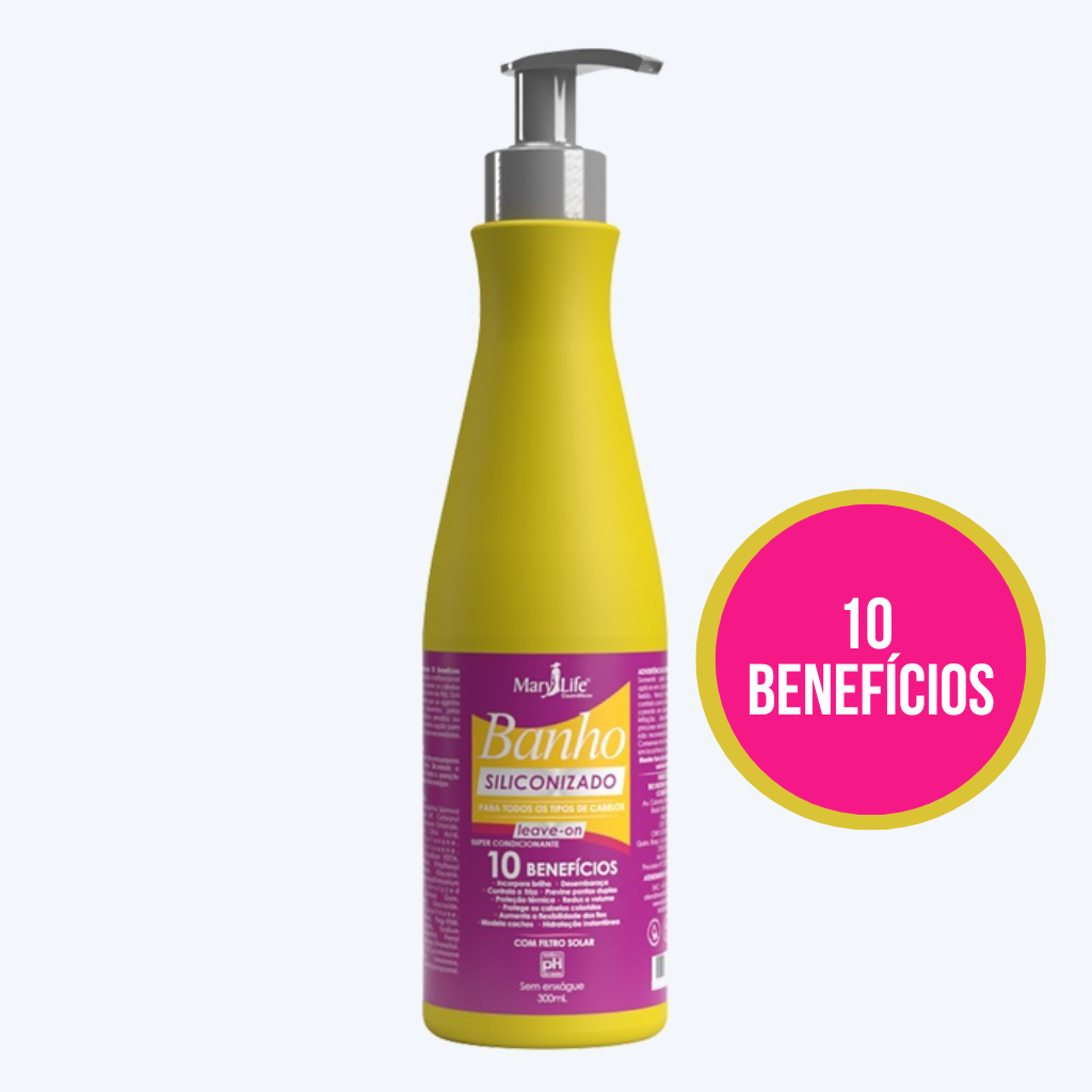 Creme para Pentear Banho Siliconizado 10 Benefícios - Cachos Definidos -  Mary Life 300ml