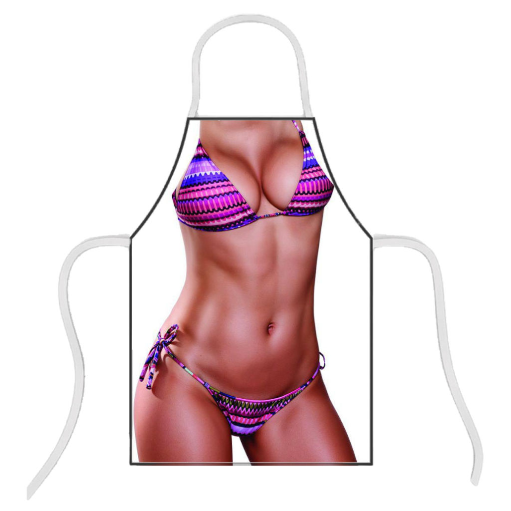 Avental Divertido Cozinha Despedida de Solteira - Chá de Cozinha - Chá de lingerie - BIQUINI LISTRADO - Mulher