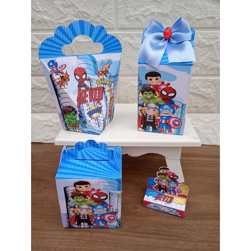 Personalizados os vingadores cute caixinhas lembrancinhas para festa de Aniversário