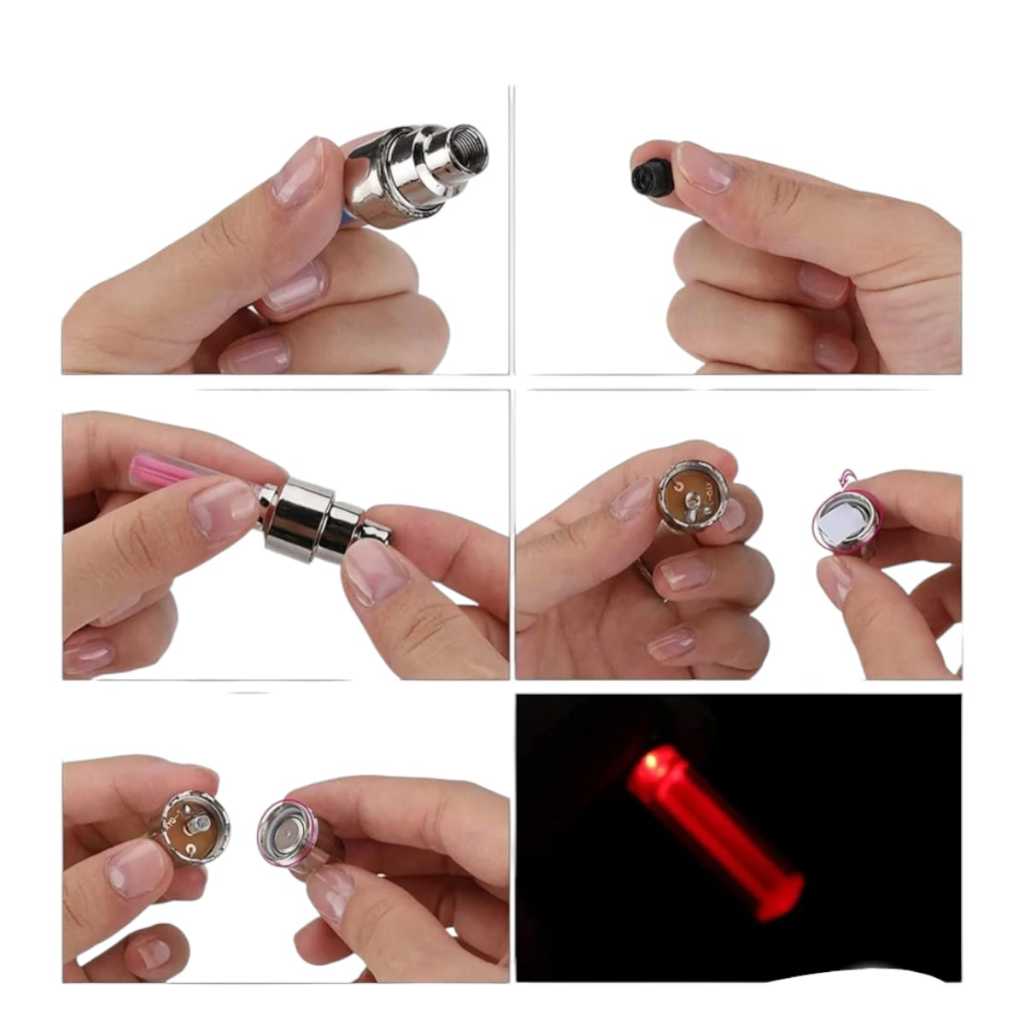Detalhes do Kit 2 Bicos Pino Luz Led Luminoso Pneu Moto Bike Com Bateria