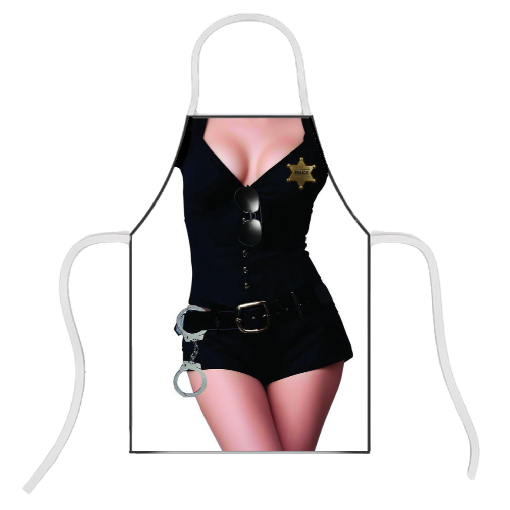 Avental Divertido Cozinha Despedida de Solteira - Chá de Cozinha - Chá de lingerie POLICIAL - Mulher