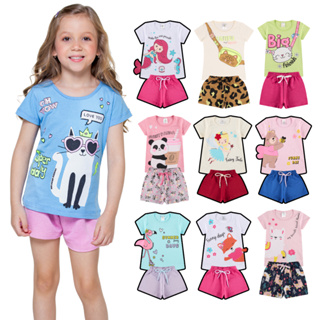 Kit Sortido Interativo 10 Peças de Roupas Infantil Menina Verão (5 Camisetas + 5 Bermudas) Kit 5 Conjuntos Infantil em Oferta na Shopee